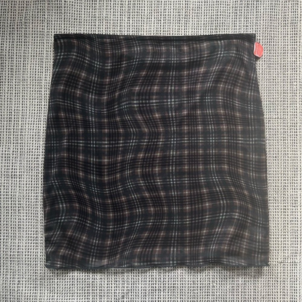 ARDENE Black and Brown Plaid Skirt Size Large